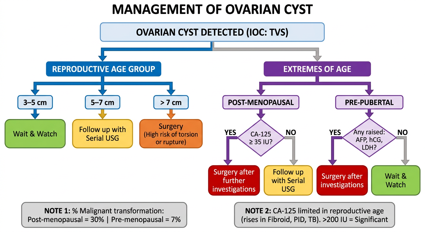 Management of Ovarian Cyst Flowchart