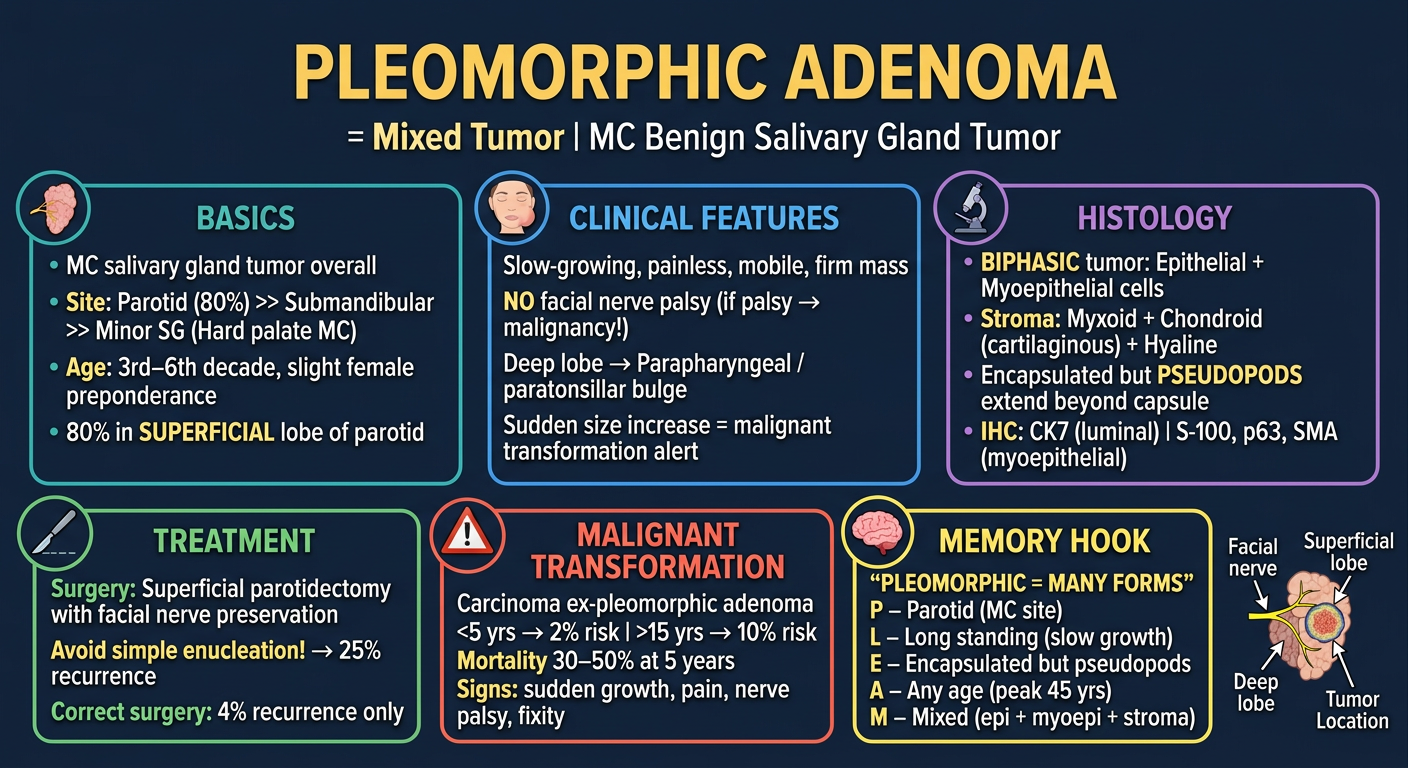 Pleomorphic Adenoma High-Yield Flashcard