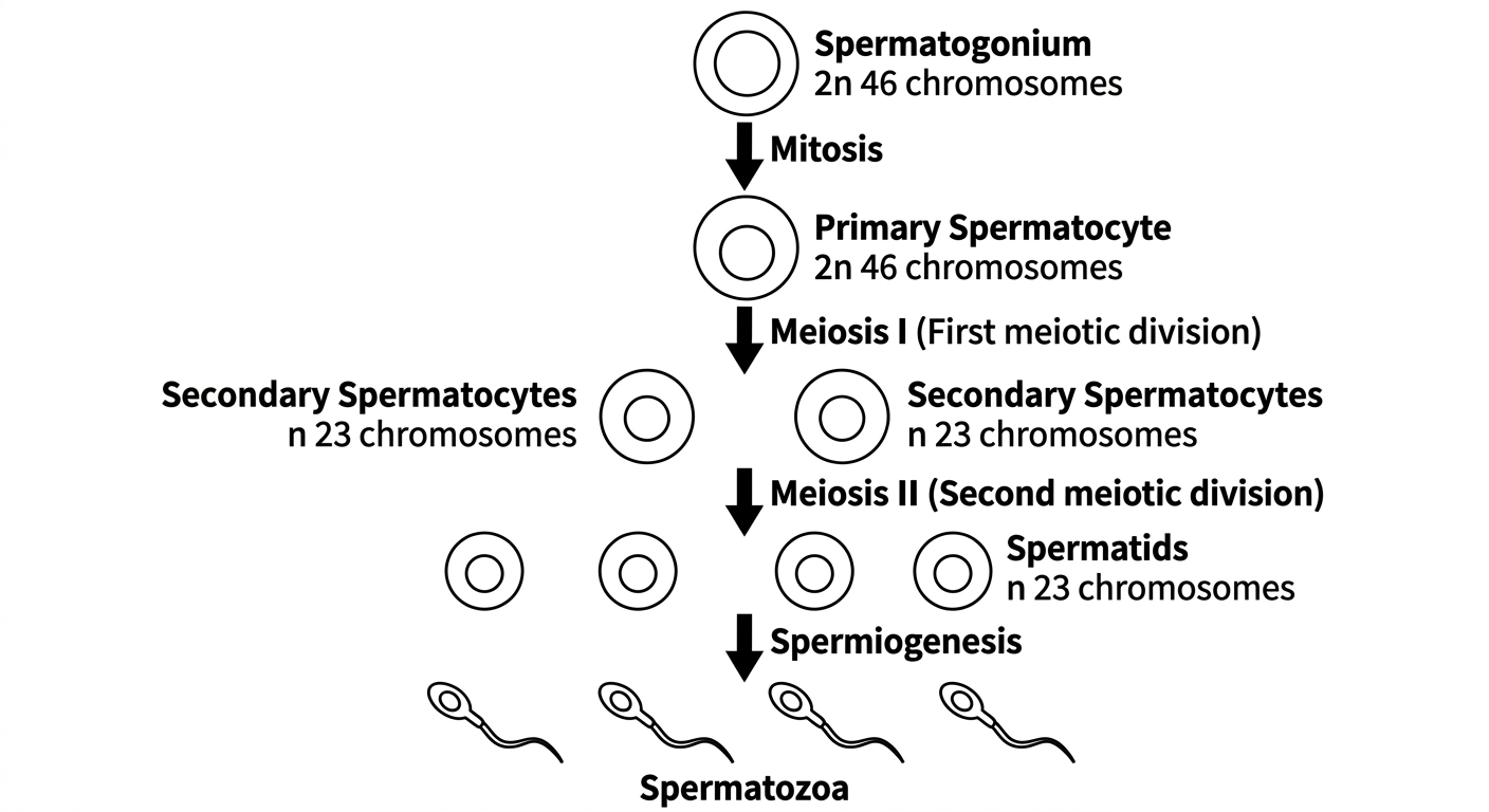 Spermatogenesis stages flow chart - drawable line diagram