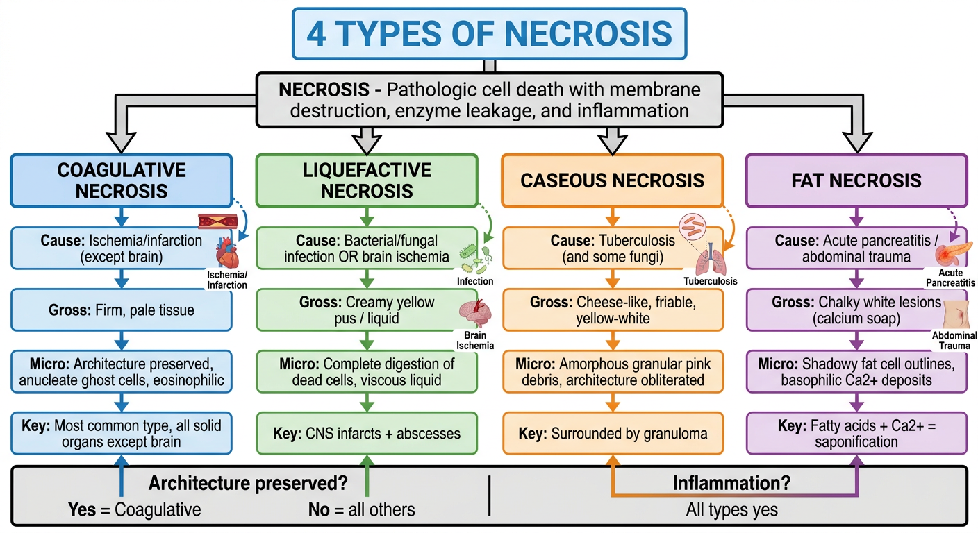 4 Types of Necrosis Flowchart