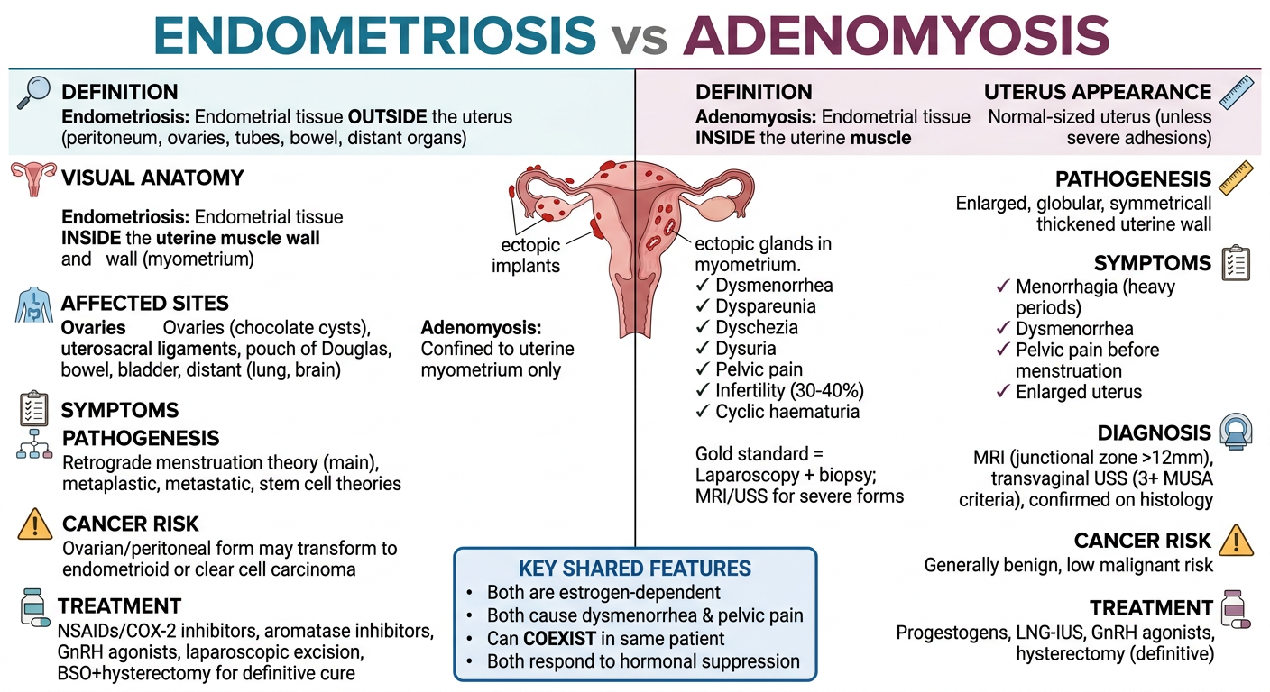 Endometriosis vs Adenomyosis Comparison Chart