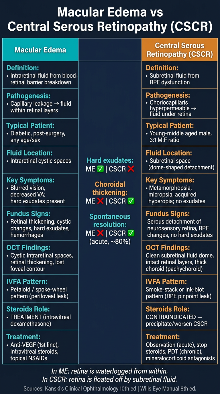 Macular Edema vs CSCR Poster