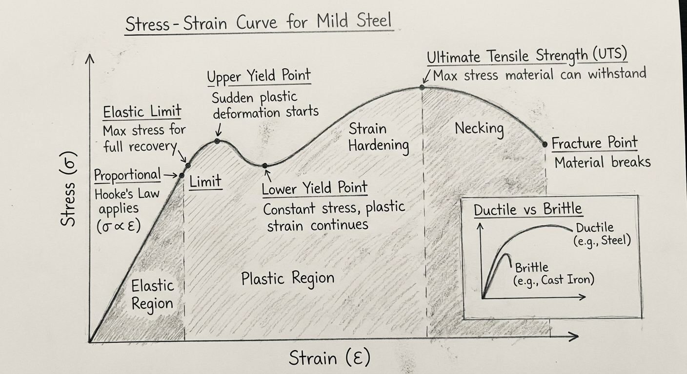 Stress-Strain Curve Handwritten Notes