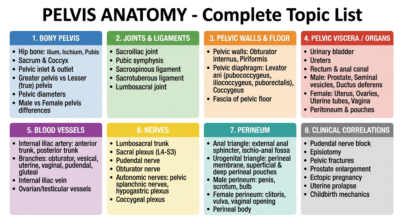 Pelvis Anatomy Complete Topic List