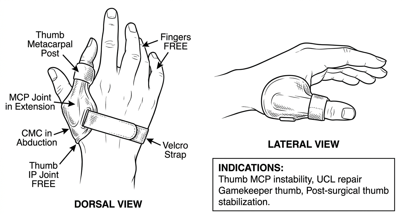 Thumb Post Orthosis - Drawable Diagram
