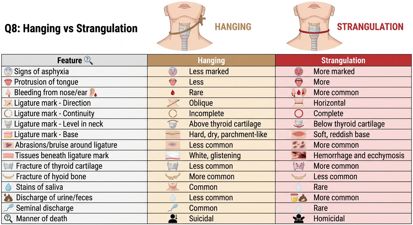Hanging vs Strangulation with mini diagrams