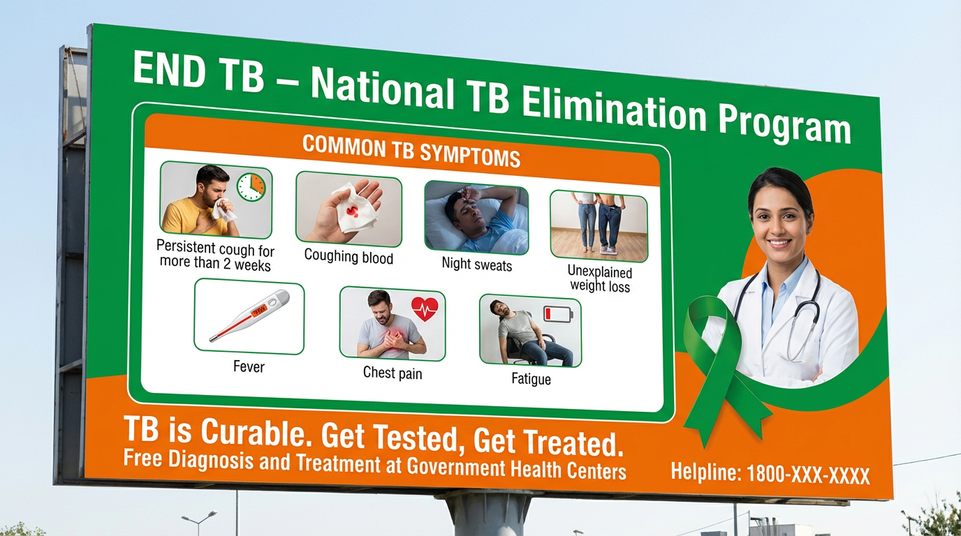 National TB Elimination Program Poster with Symptoms