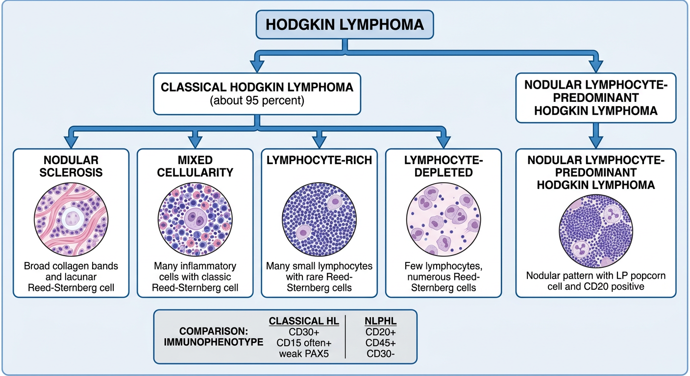 Simple classification diagram of all Hodgkin lymphoma types