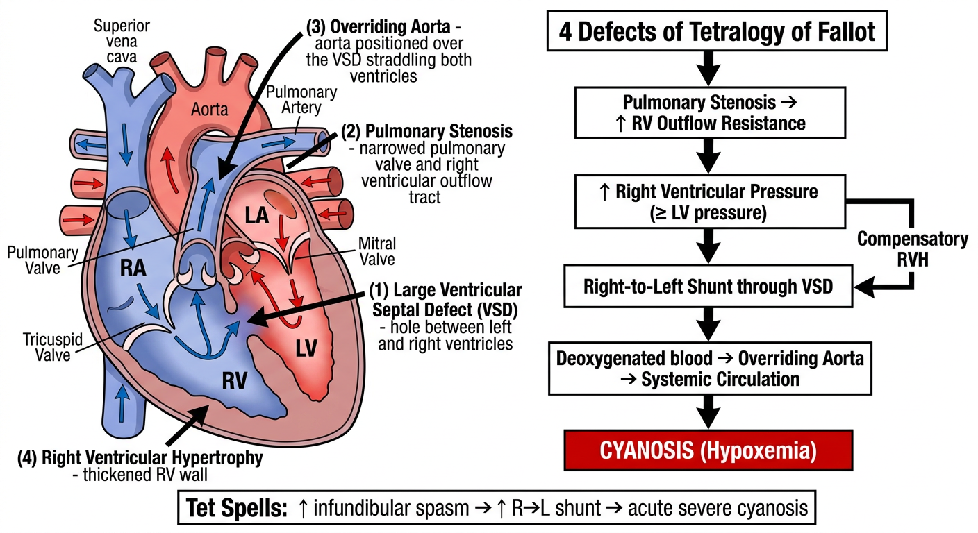 Tetralogy of Fallot - Diagram and Flowchart