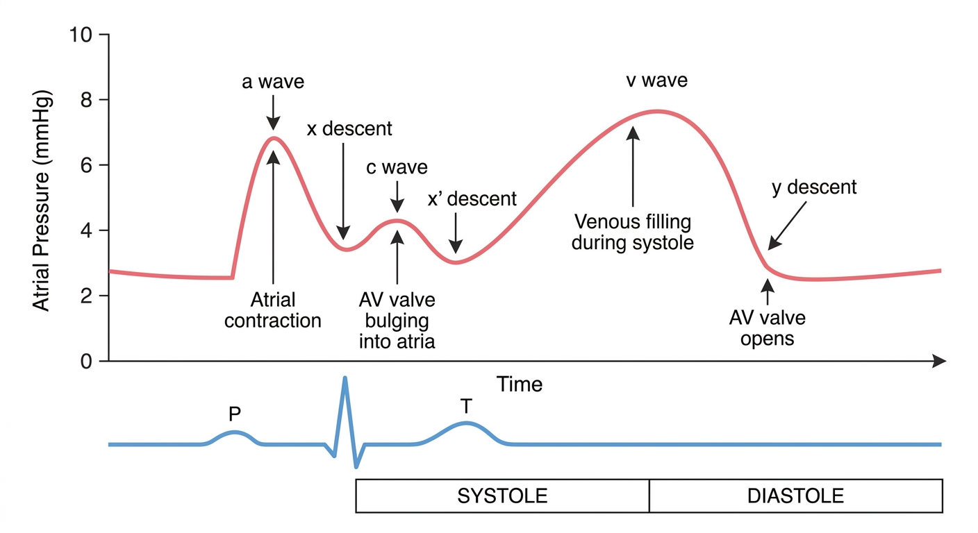 Atrial Pressure Waves (a, c, v)