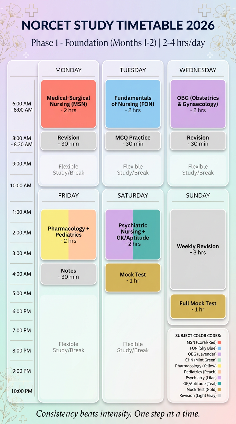 NORCET Timetable Phase 1
