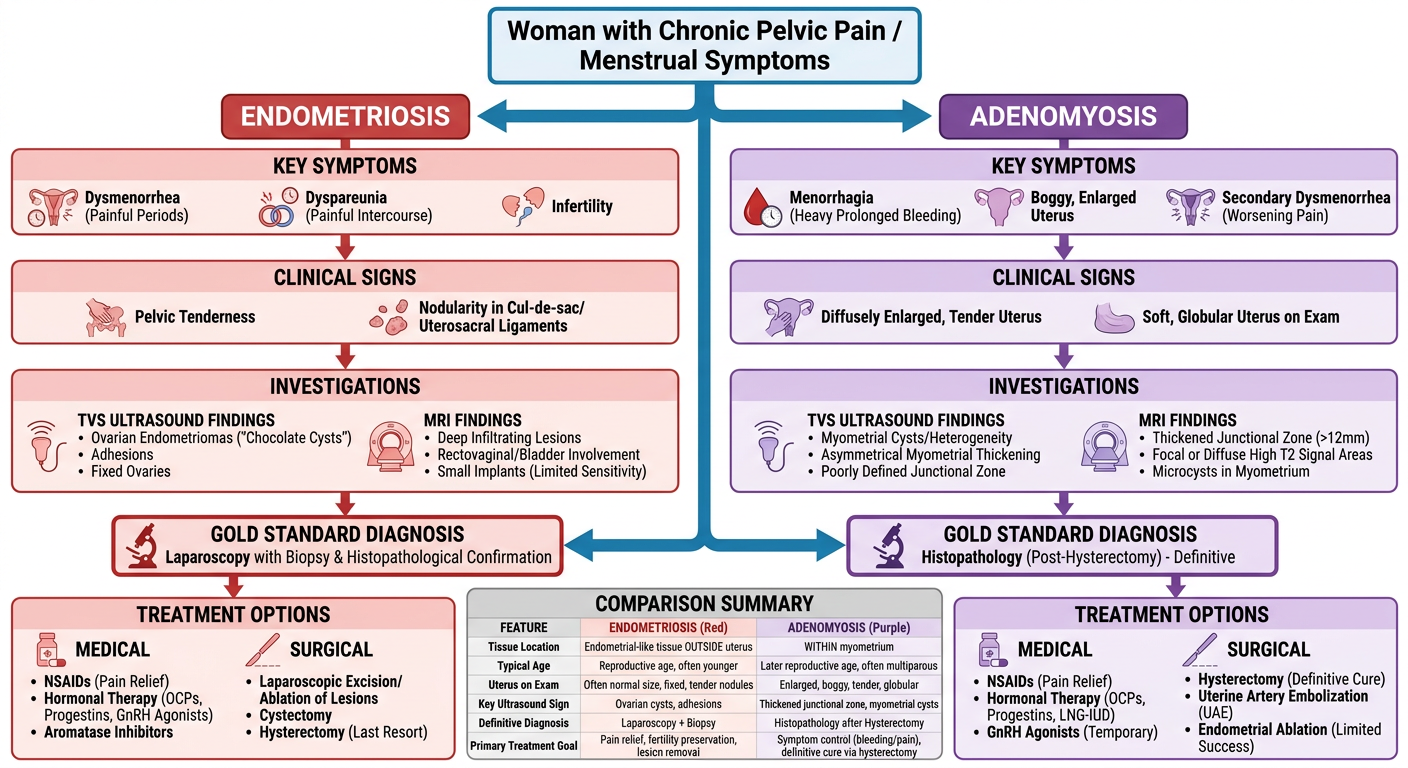 Endometriosis vs Adenomyosis Diagnostic Flowchart